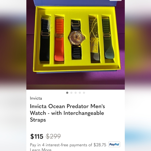 Invicta Men's Ocean Predator Watch Set - Black, Orange, Green Straps - Picture 6 of 6